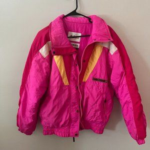 80s barbiecore neon puffer ski jacket